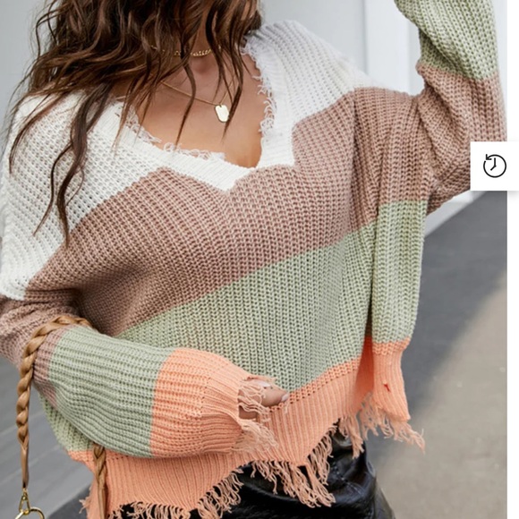 Full Circle Trends Color Block Sweater - Picture 2 of 2